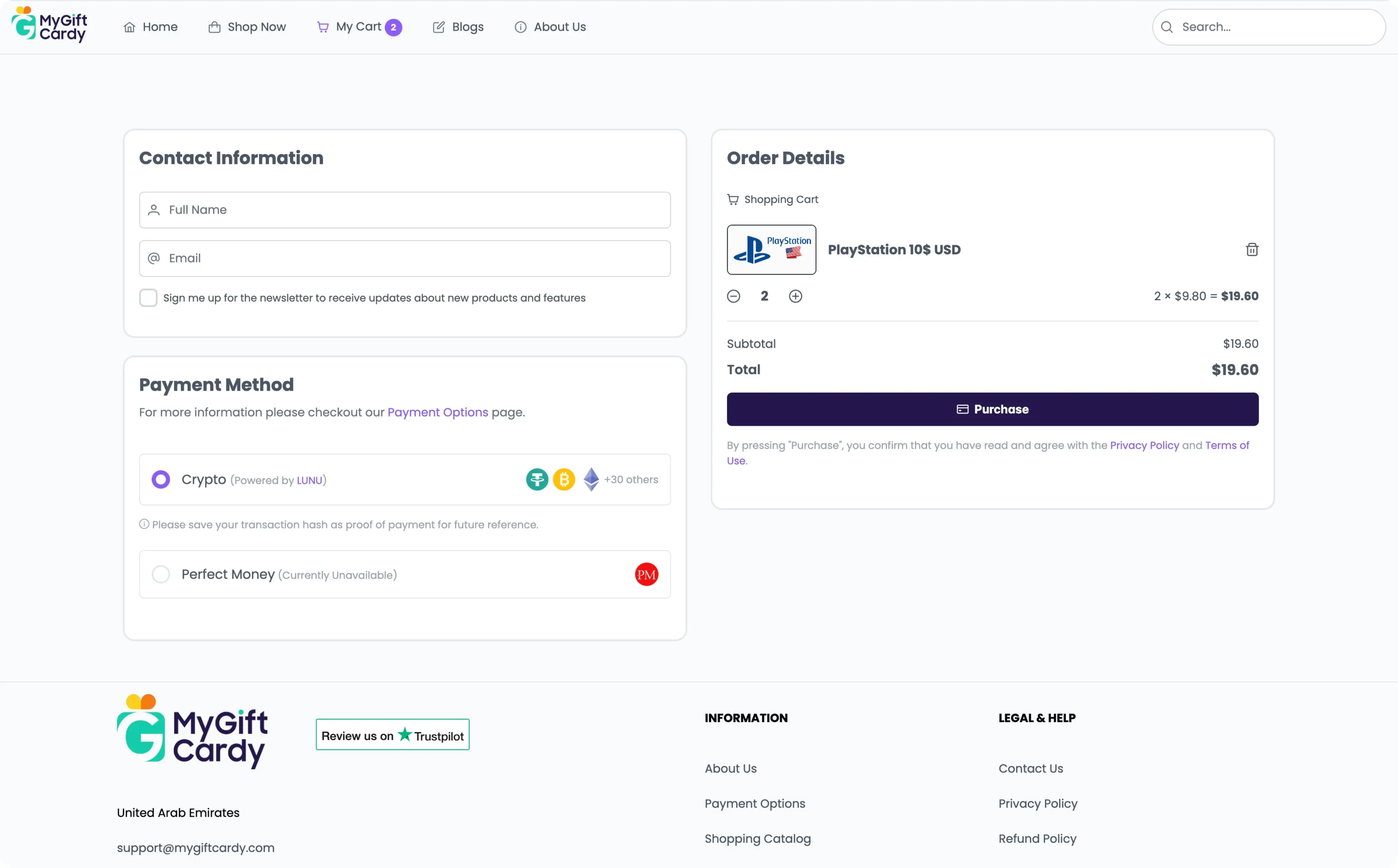 Crypto Gift Cards & Vouchers | Buy Online Gift Cards | MyGiftCardy USA